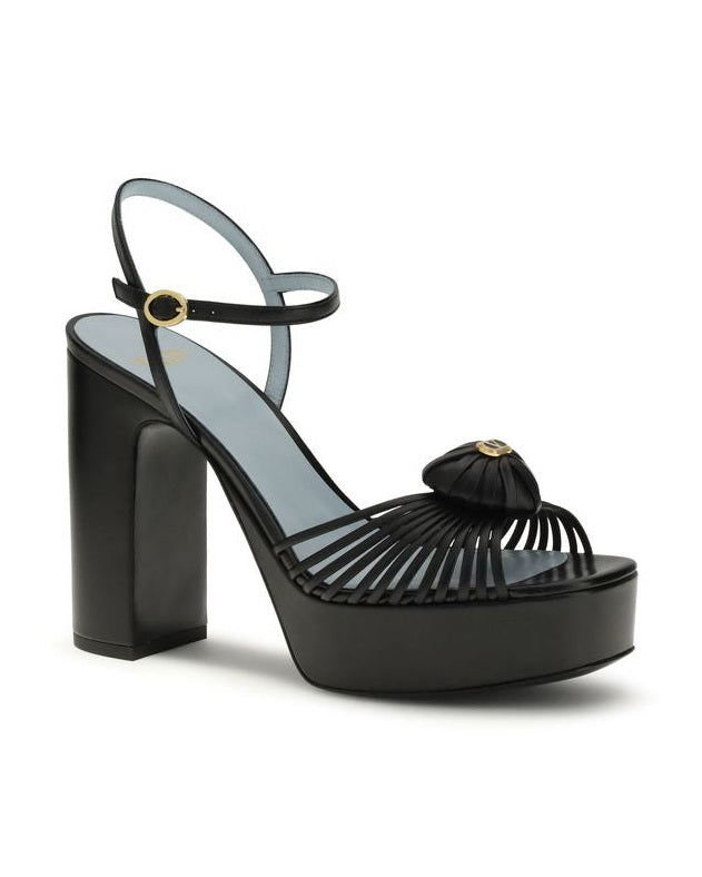 Valentino Garavani Black Calf Leather Bos Taurus Platform Sandals Glam Steals