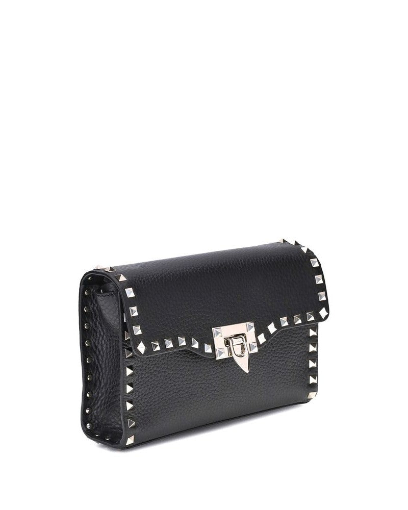 Valentino Garavani Black Calf Leather Bos Taurus Shoulder Bag Glam Steals