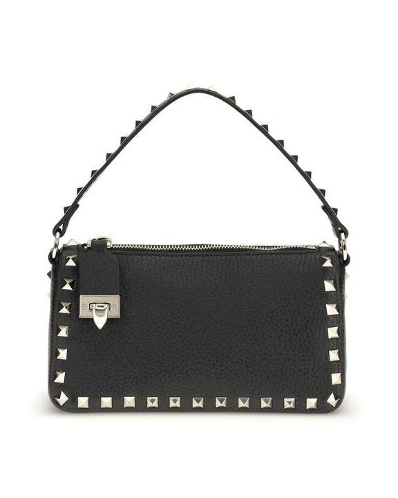 Valentino Garavani Black Calf Leather Bos Taurus Shoulder Bag 