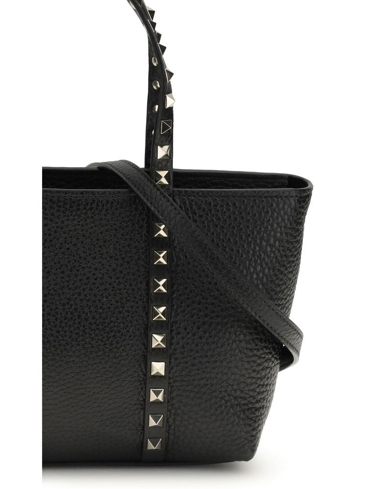 Valentino Garavani Black Calf Leather Bos Taurus Shoulder Bag Shoulder Bags