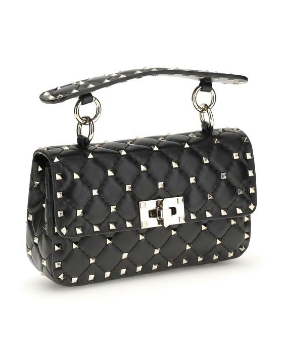 Valentino Garavani Black Calf Leather Bos Taurus Shoulder Bag 
