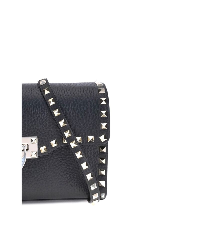 Valentino Garavani Black Calf Leather Bos Taurus Shoulder Bag Glam Steals