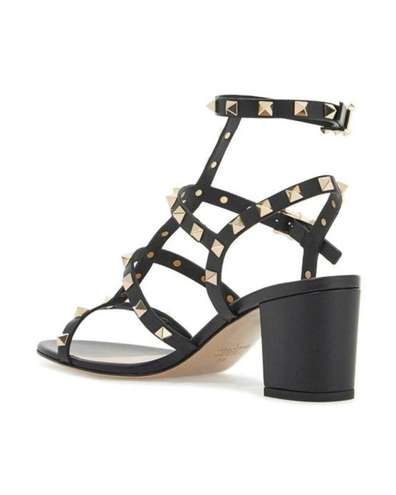 Valentino Garavani Black Calfskin Flat Sandals Heels