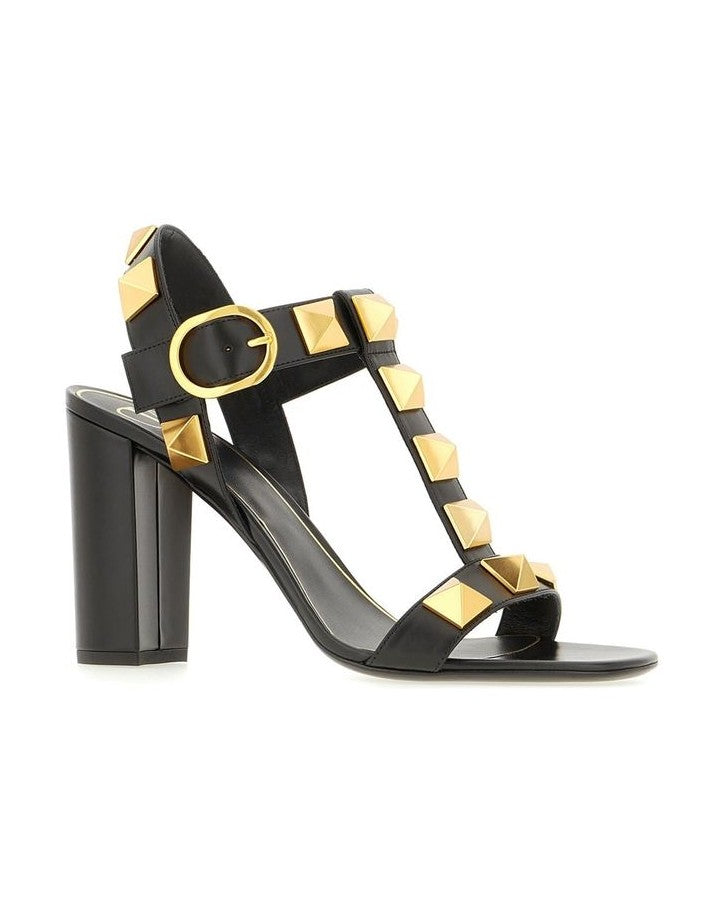 Valentino Garavani Black Calfskin Flat Sandals Heels