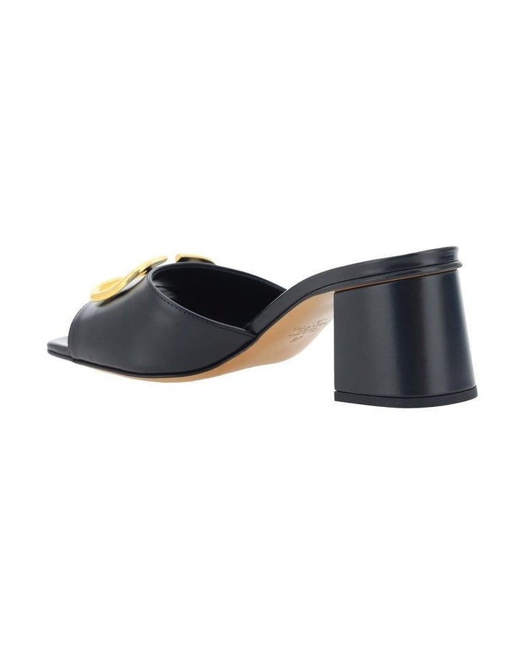 Valentino Garavani Black Calfskin Flat Sandals Glam Steals