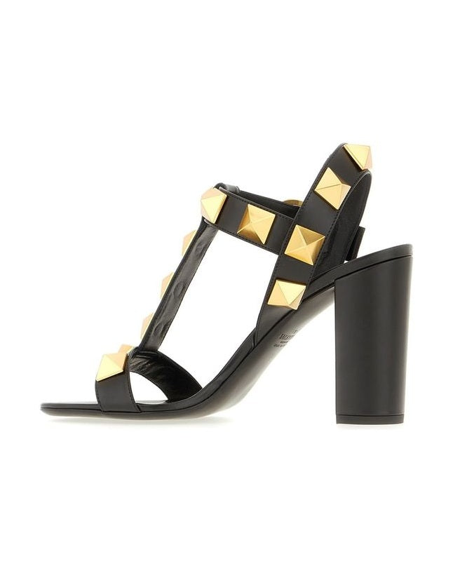 Valentino Garavani Black Calfskin Flat Sandals Heels