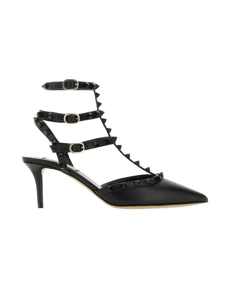Valentino Garavani Black Calfskin Mid Heels Glam Steals