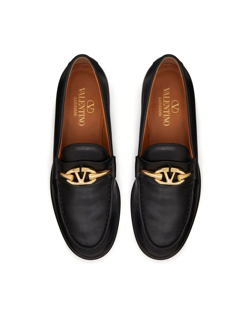 Valentino Garavani Black Calfskin Slip On Loafers Glam Steals