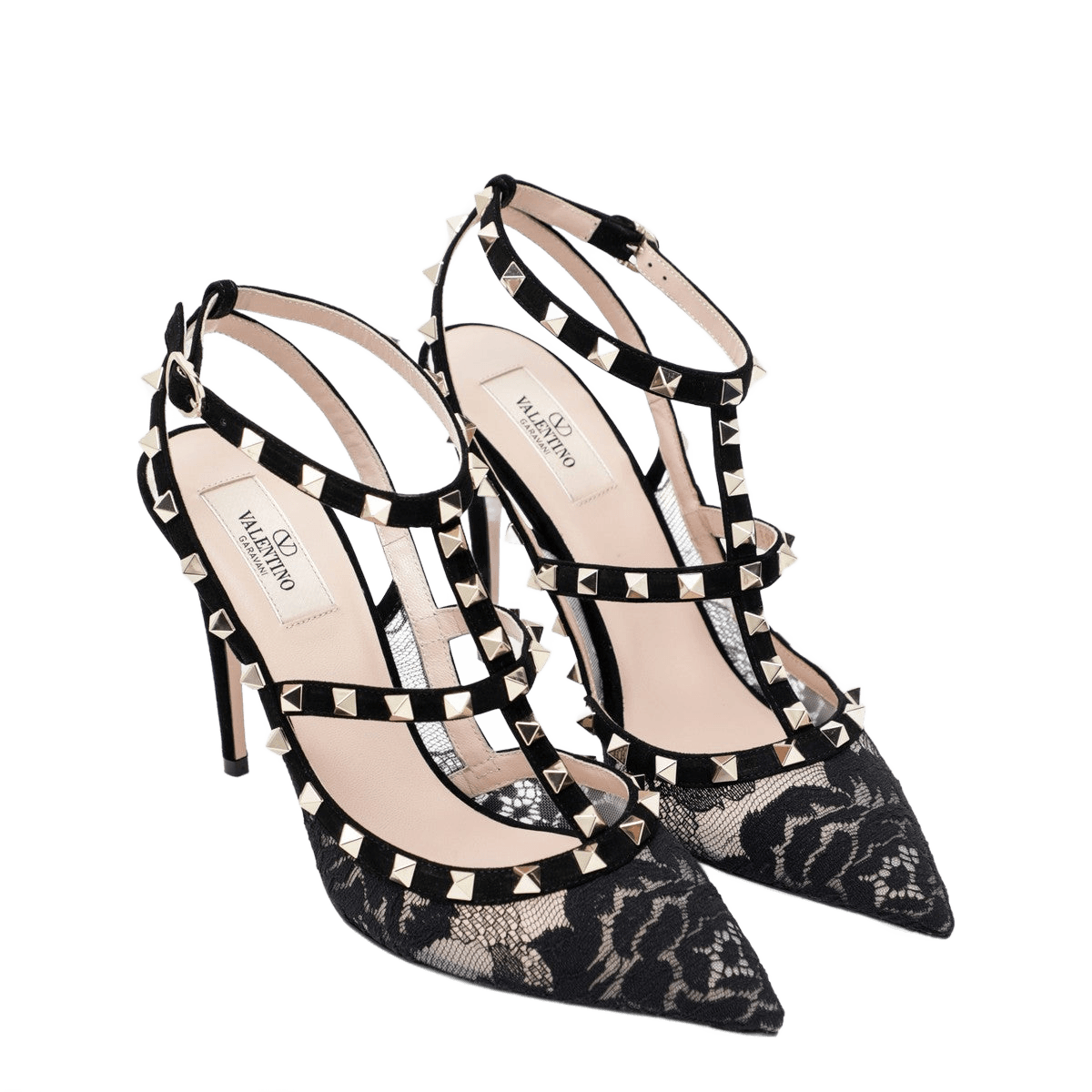 Valentino Garavani Black Lace High Rockstud Pumps Glam Steals