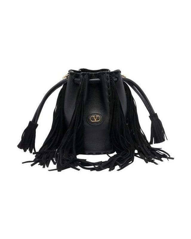 Valentino Garavani Black Leather Backet Bag Glam Steals