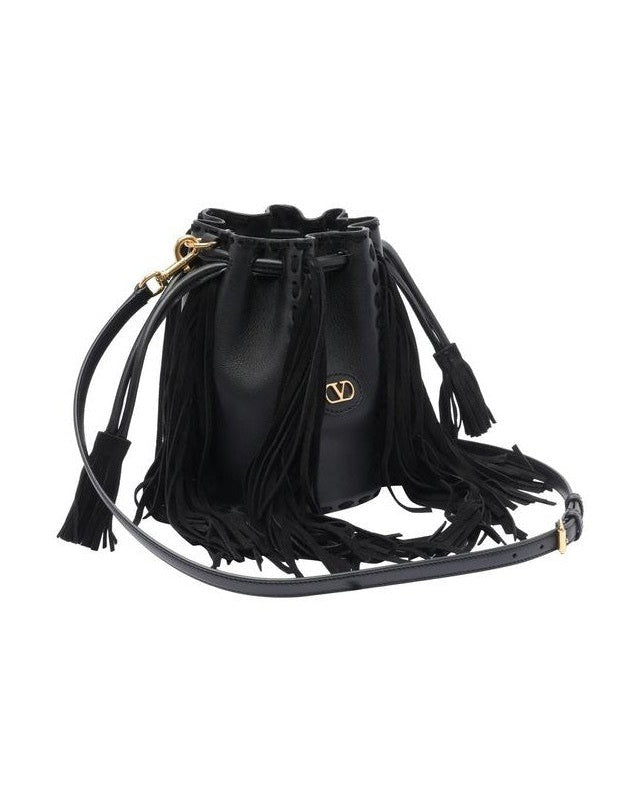 Valentino Garavani Black Leather Backet Bag Glam Steals