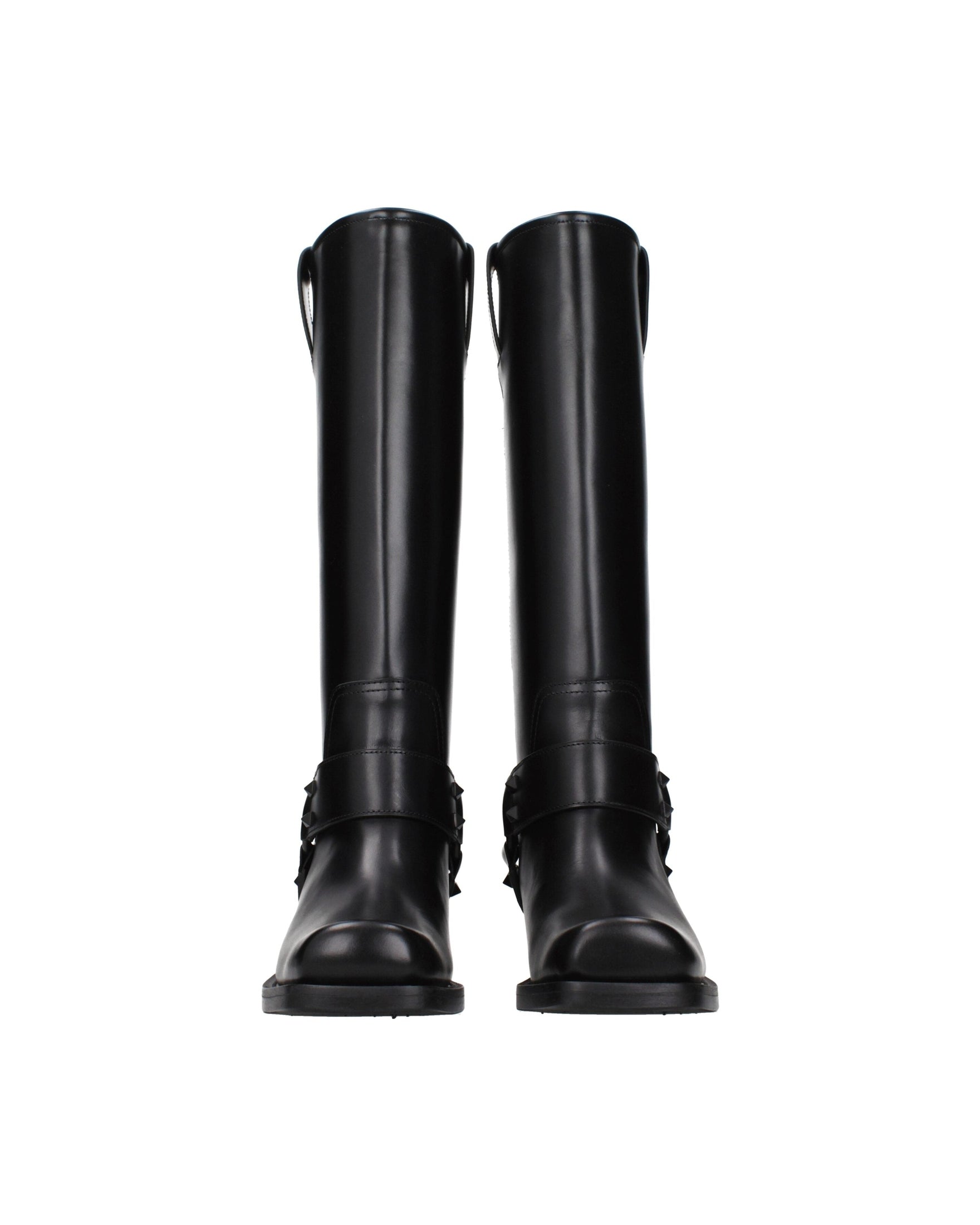 Valentino Garavani Black Leather Boots Glam Steals