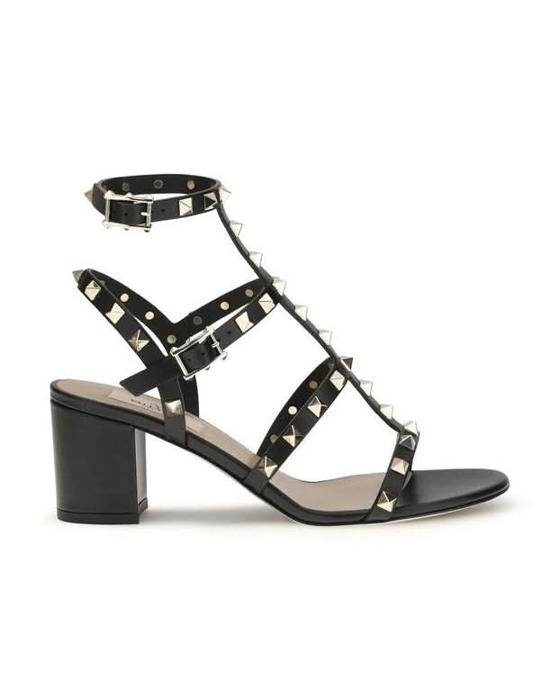 Valentino Garavani Black Leather Calf Bos Taurus Stiletto Heel Sandals Glam Steals