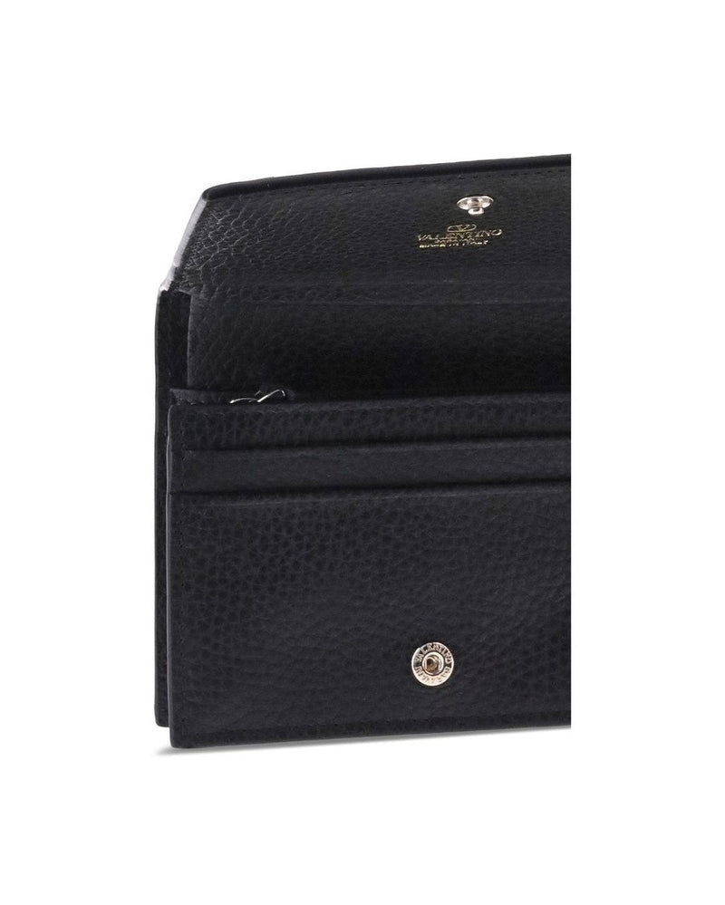 Valentino Garavani Black Leather Calf Bos Taurus Wallet Glam Steals