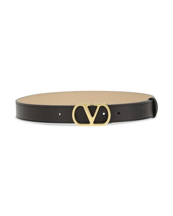 Valentino Garavani Black Leather Calf Bos Taurus Regular Belt Glam Steals