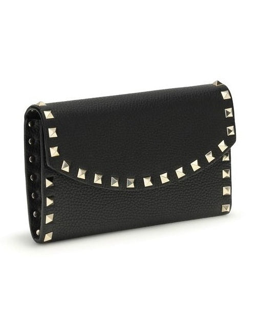 Valentino Garavani Black Leather Calf Bos Taurus Wallet Glam Steals