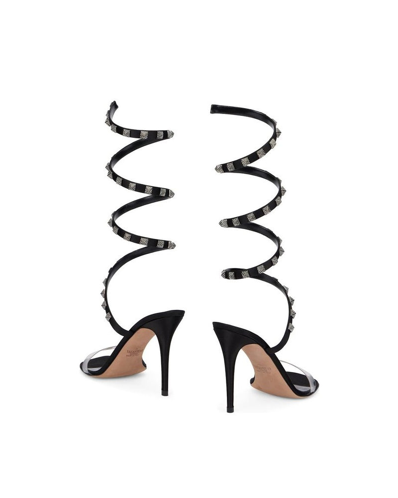 Valentino Garavani Black Leather Lamb Stiletto Heel Sandals Glam Steals