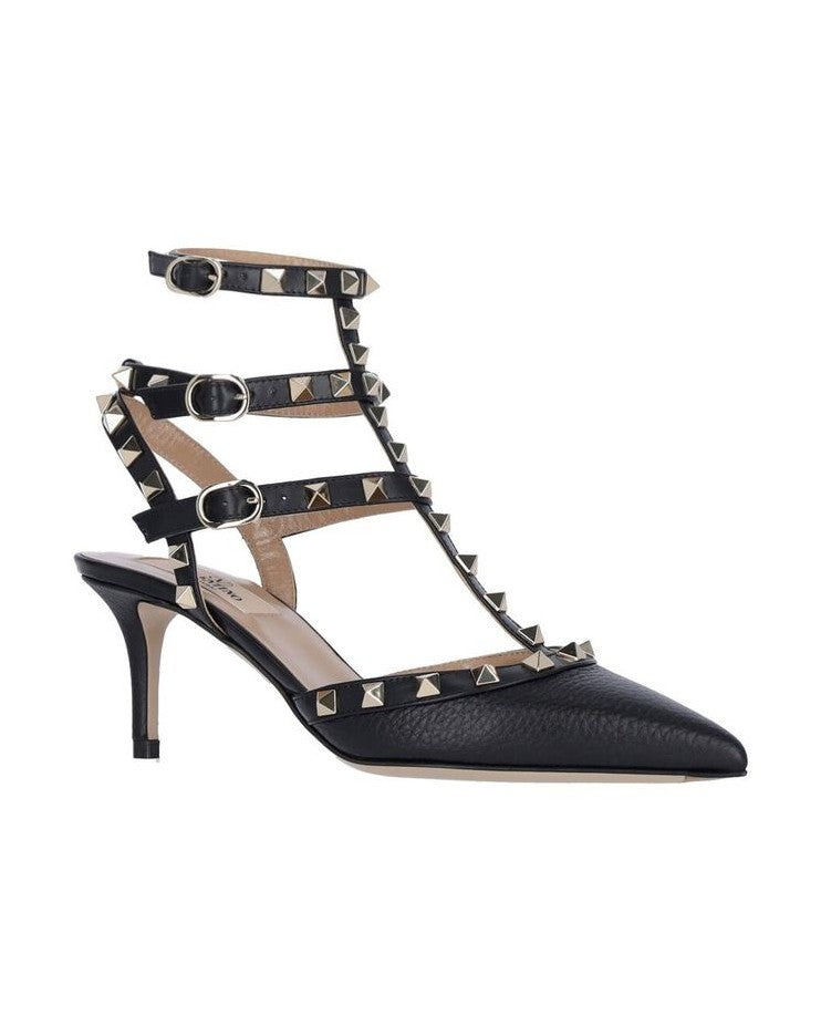 Valentino Garavani Black Leather Mid Heel Pumps Glam Steals