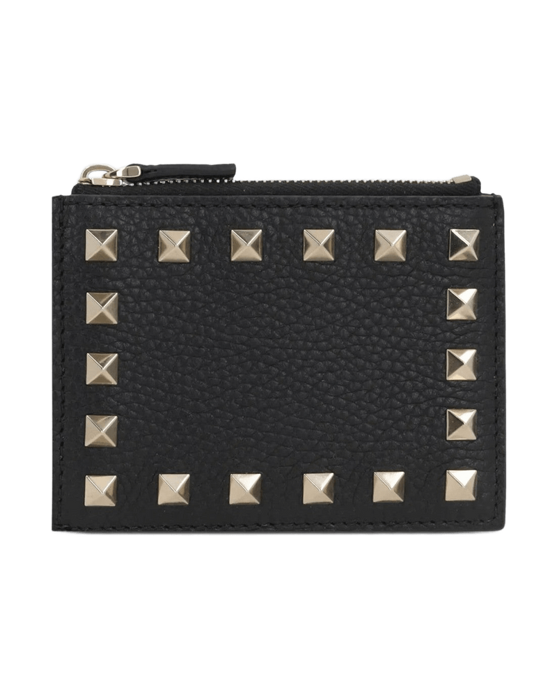 Valentino Garavani Black Leather Rockstud Zipped Card Holder Glam Steals