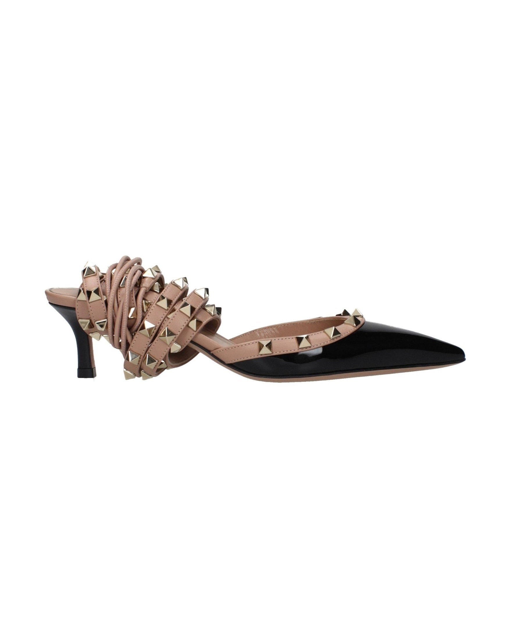 Valentino Garavani Black Leather Strap Sandals Heels
