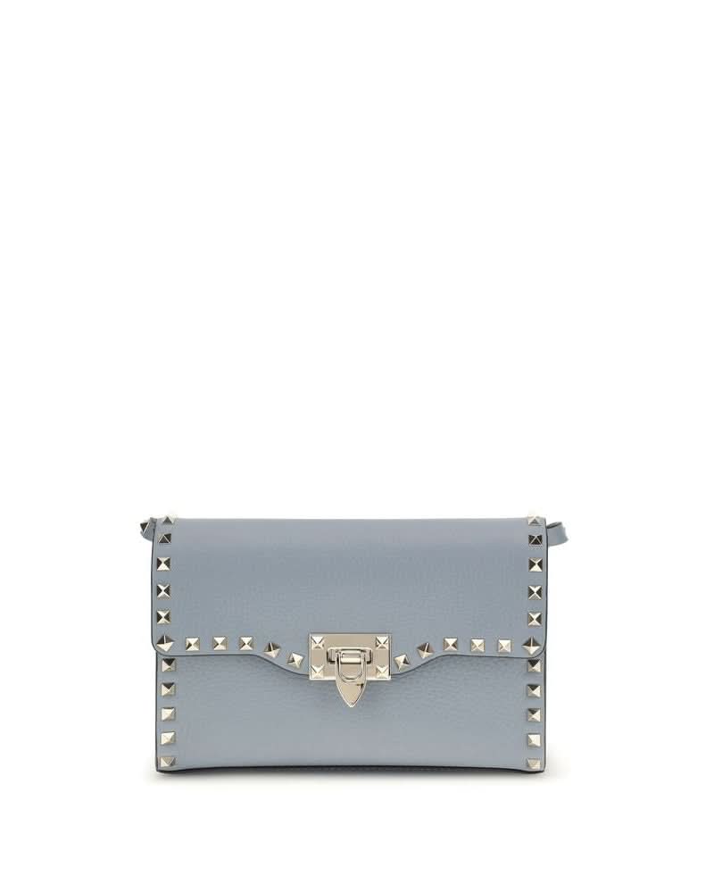 Valentino Garavani Blue Calf Leather Bos Taurus Shoulder Bag Glam Steals