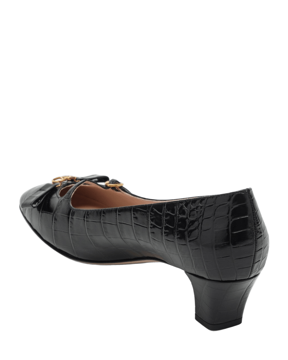 Valentino Garavani Black Bowow Crocodile-effect Pump Glam Steals