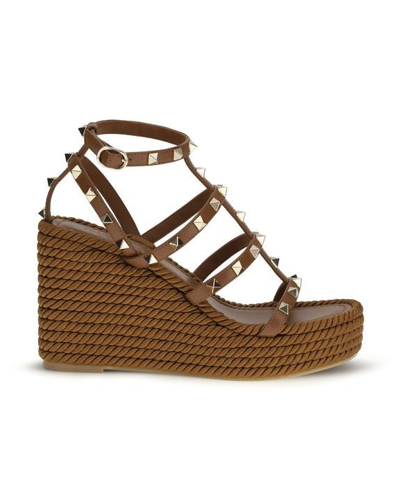 Valentino Garavani Brown Calf Leather Bos Taurus Espadrilles Glam Steals