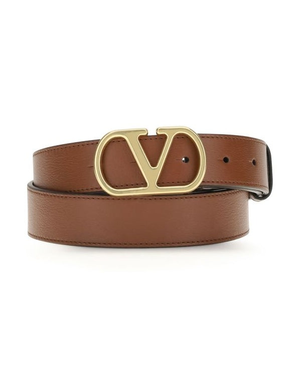Valentino Garavani Brown Calf Leather Bos Taurus Regular Belt Glam Steals