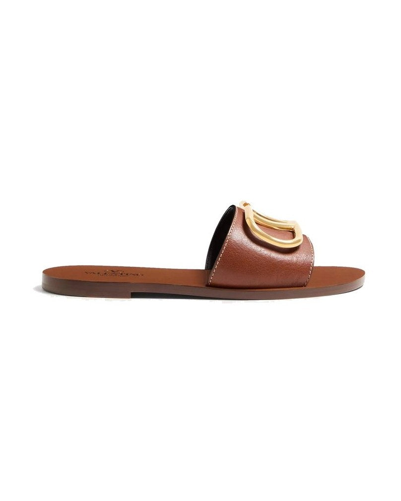 Valentino Garavani Brown Calfskin Flat Sandals