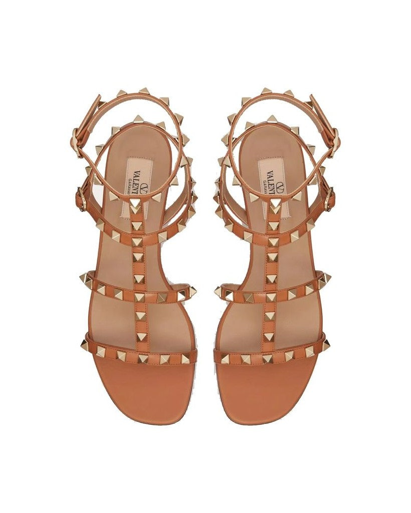 Valentino Garavani Brown Leather Flat Sandals Glam Steals
