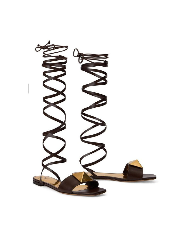 Valentino Garavani Brown Leather Sandals Glam Steals