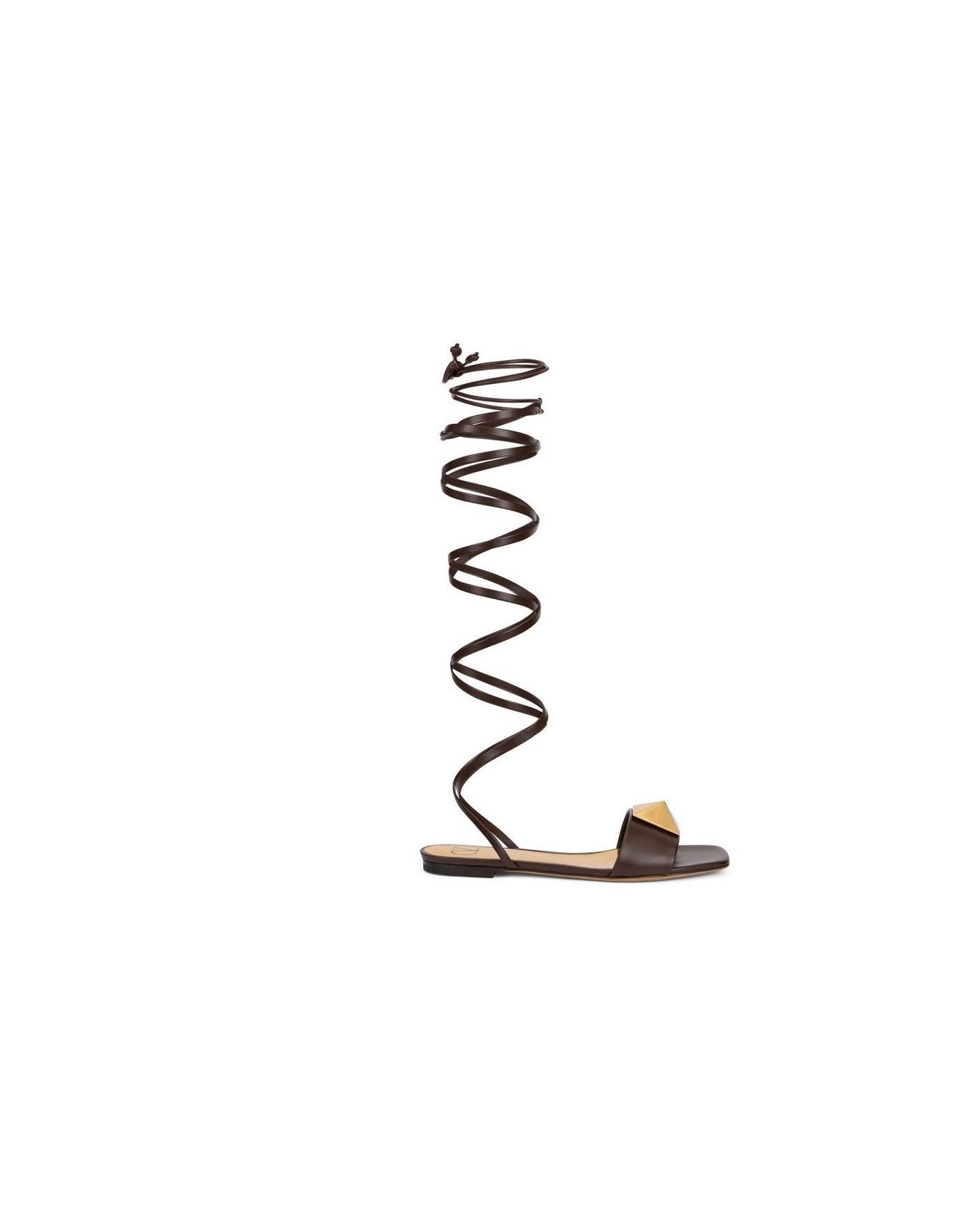 Valentino Garavani Brown Leather Sandals 