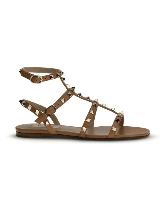 Valentino Garavani Calf Leather Bos Taurus Flat Sandals Glam Steals