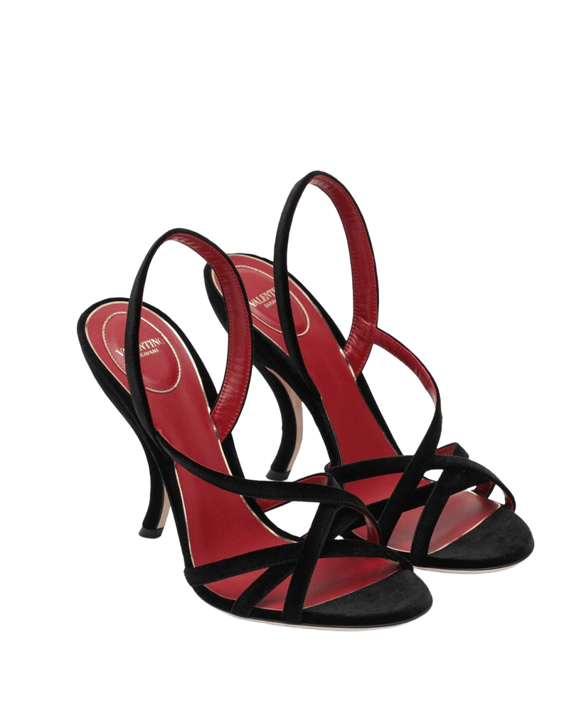 Valentino Garavani Black Fetishique Velvet Sandal Glam Steals