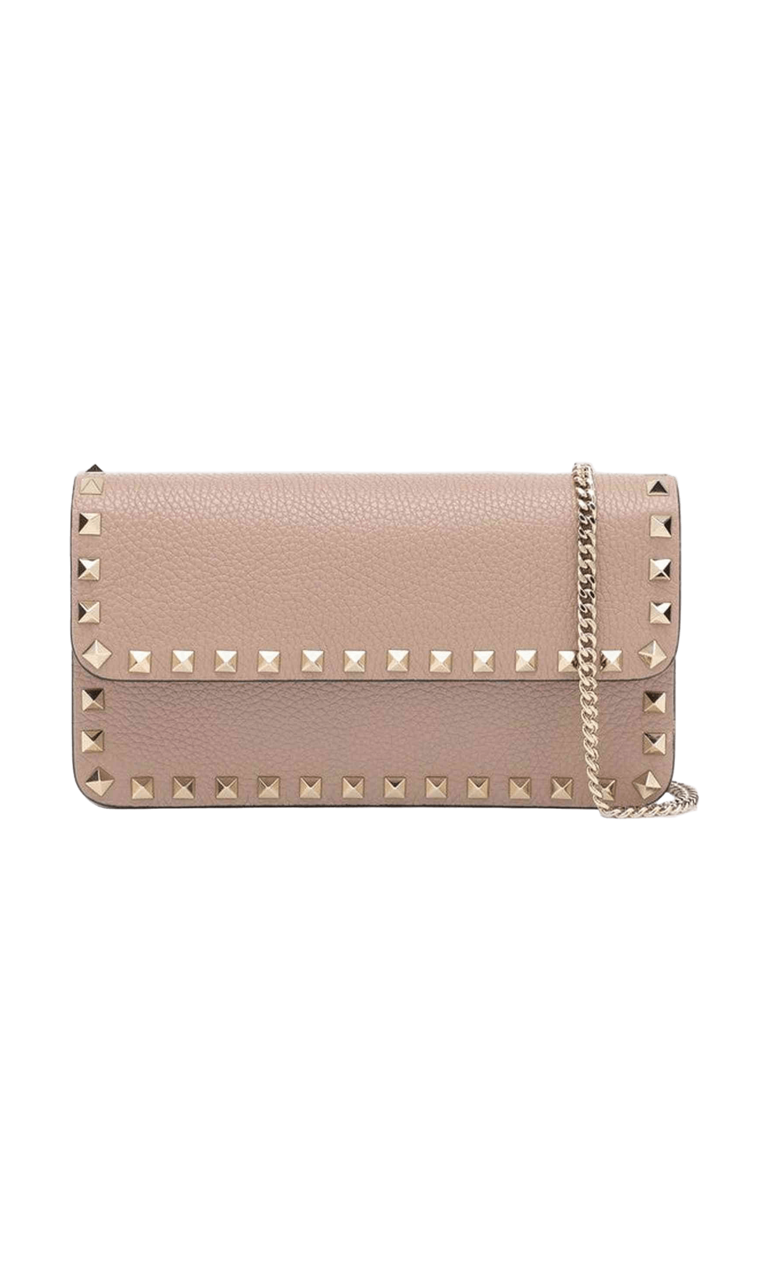 Valentino Garavani Garnet Calfskin Rockstud Chain Wallet Glam Steals