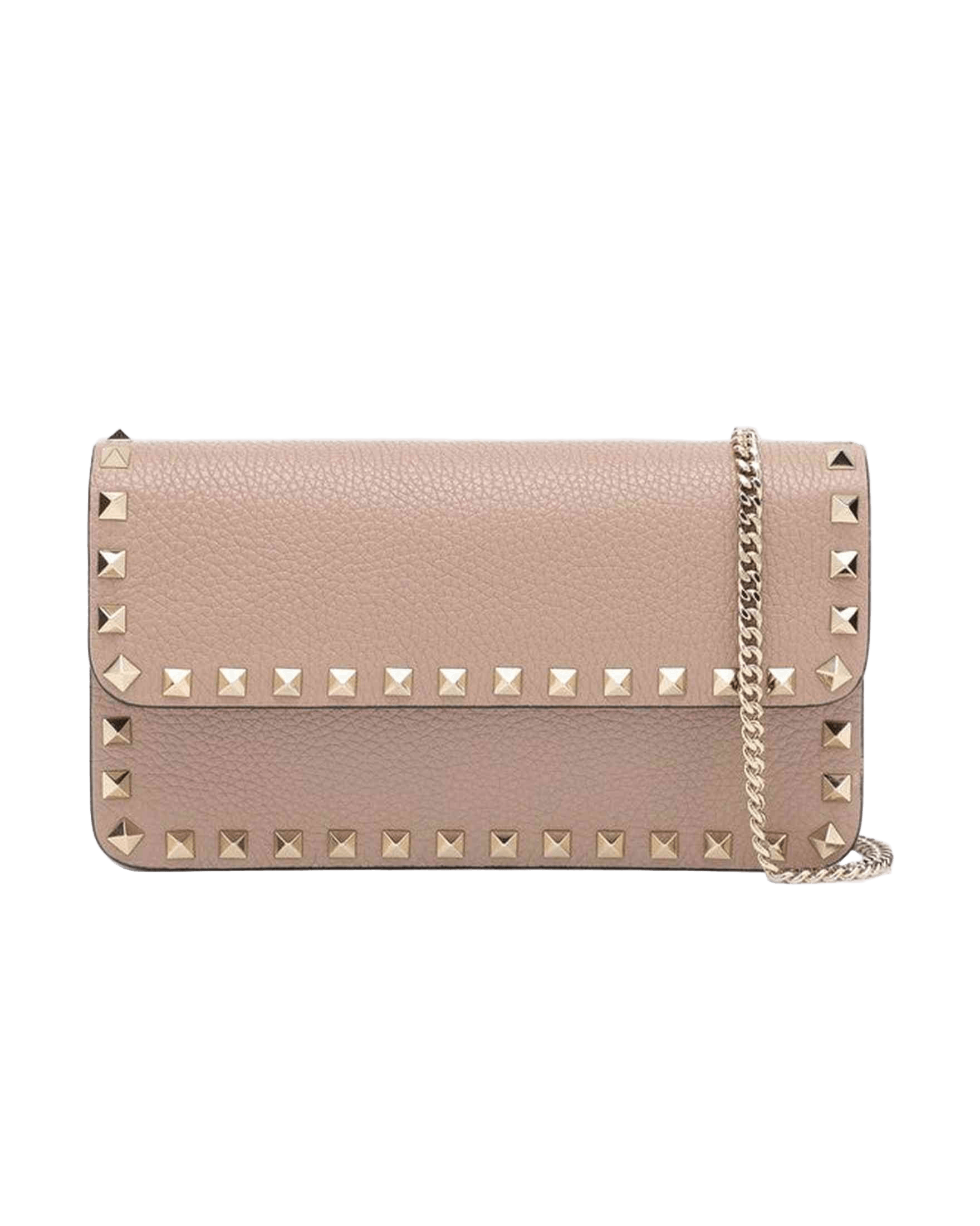Valentino Garavani Garnet Calfskin Rockstud Chain Wallet Glam Steals