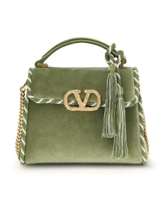 Valentino Garavani Green Calf Leather Bos Taurus Shoulder Bag Glam Steals
