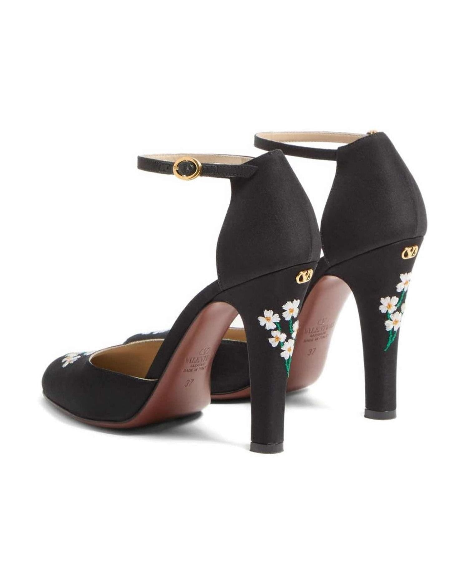 Valentino Garavani Hi Dolly Pumps in Fabric with Floral Embroidery 105mm Glam Steals