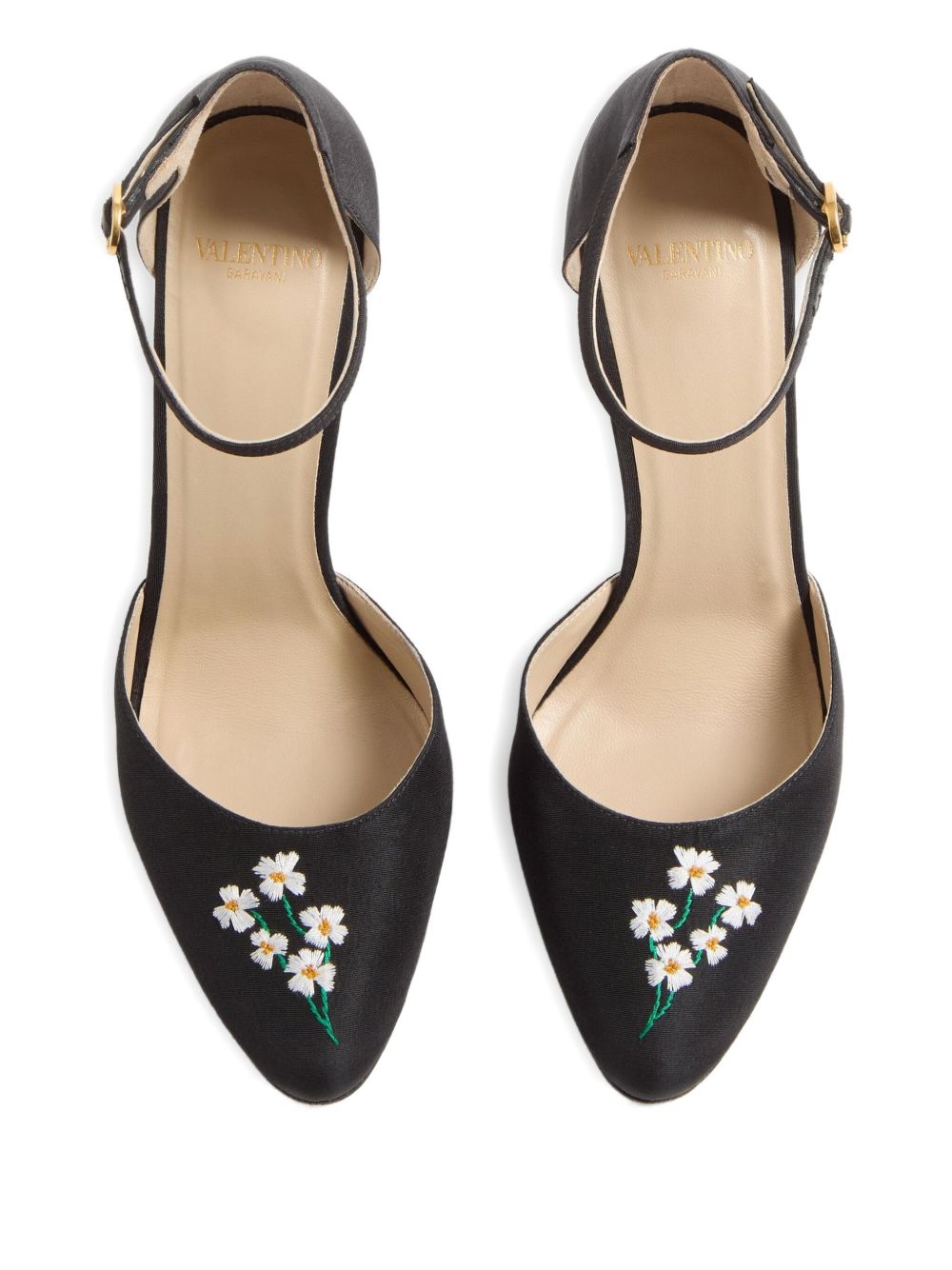 Valentino Garavani Hi Dolly Pumps in Fabric with Floral Embroidery 105mm Glam Steals