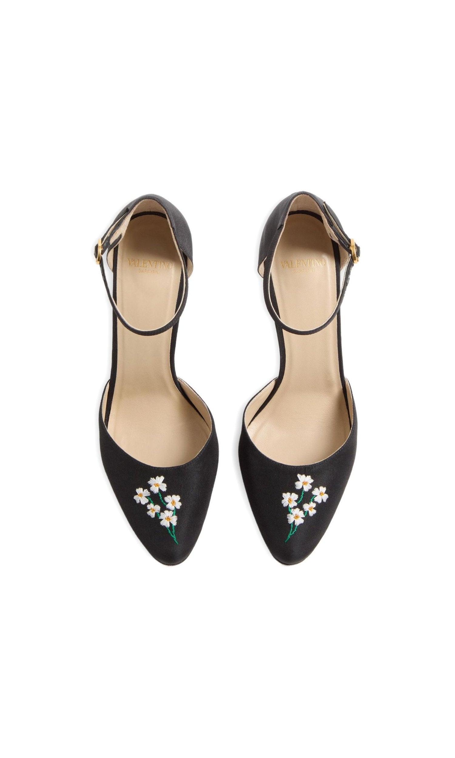 Valentino Garavani Hi Dolly Pumps in Fabric with Floral Embroidery 105mm Glam Steals