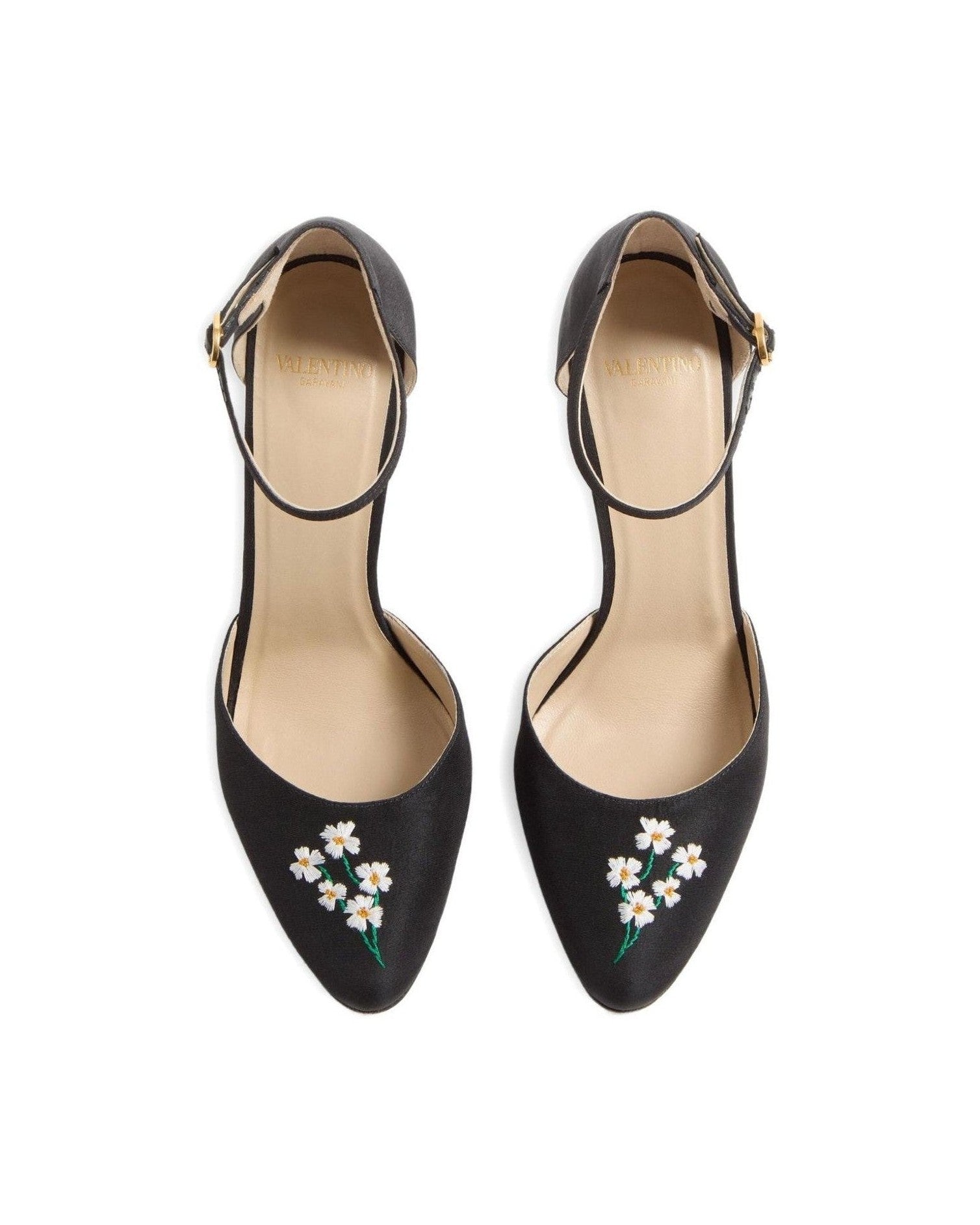 Valentino Garavani Hi Dolly Pumps in Fabric with Floral Embroidery 105mm Glam Steals