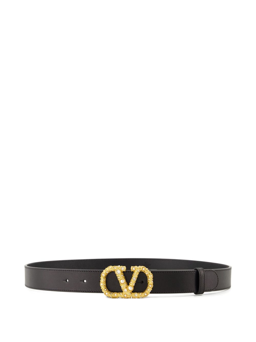 Valentino Garavani Leather Crystal Embellishment Vlogo Signature Belt Glam Steals
