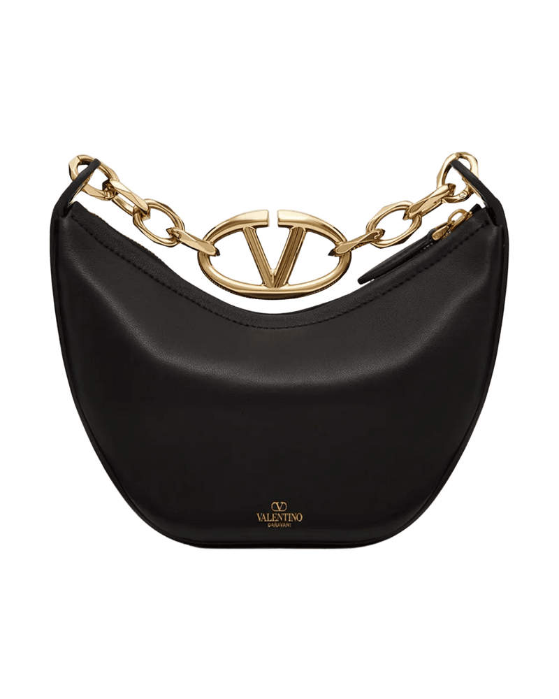 Valentino Garavani Black Leather Mini Hobo Vlogo Shoulder Bag Glam Steals