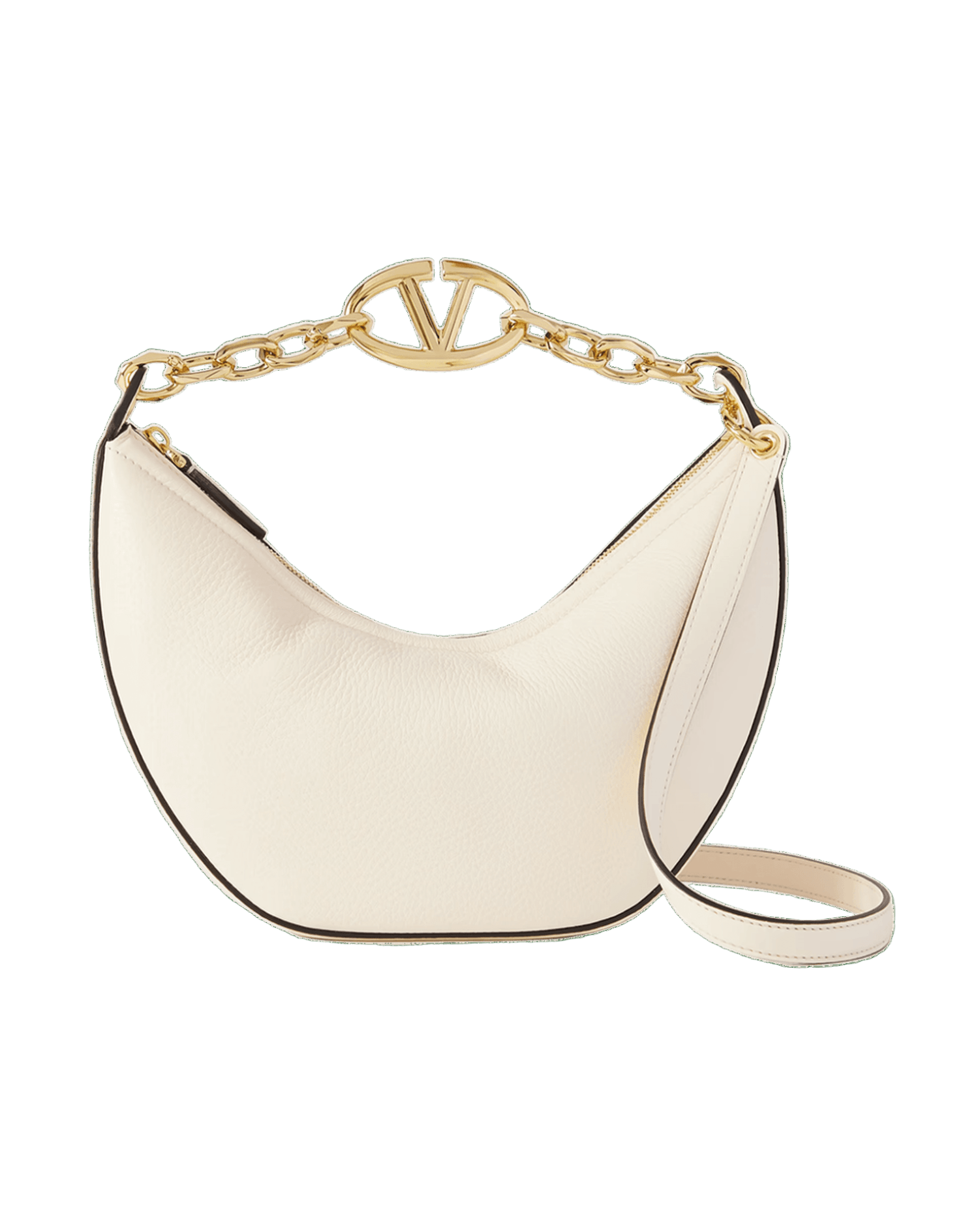 Valentino Garavani Ivory Leather Small Hobo Vlogo Shoulder Bag Glam Steals