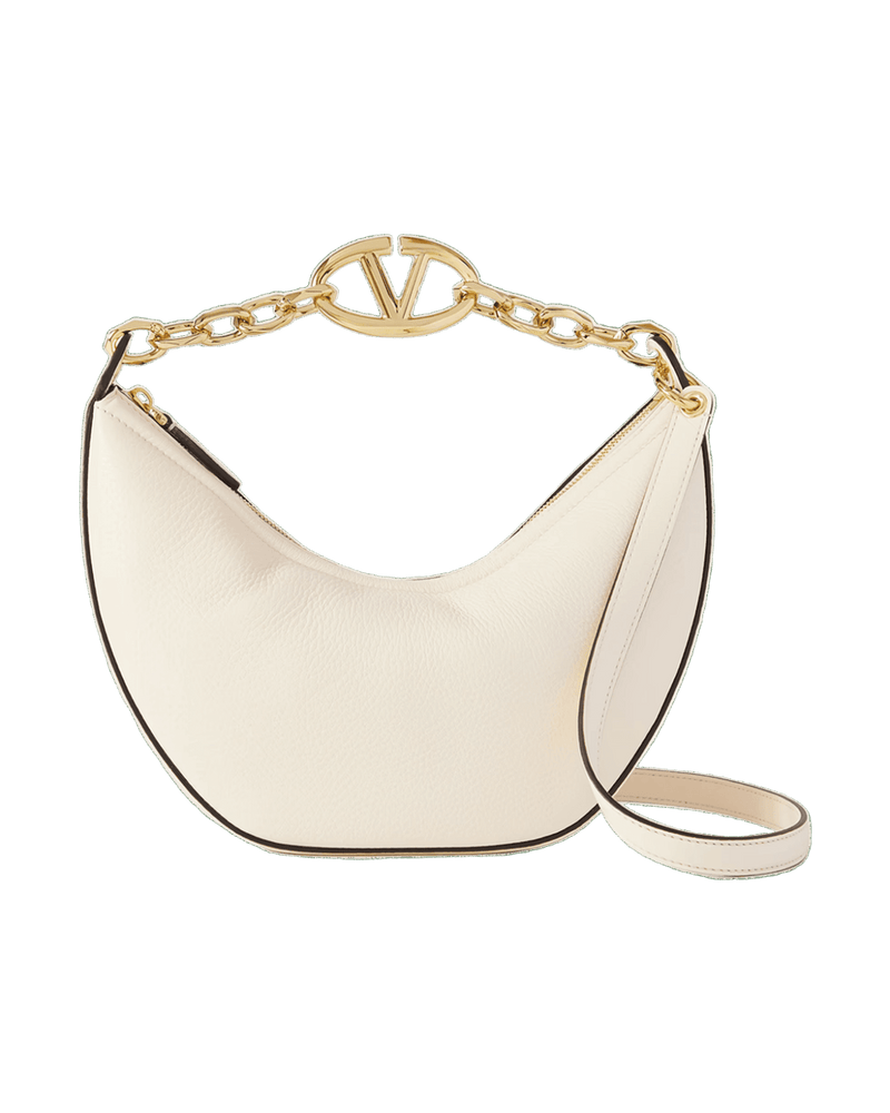 Valentino Garavani Ivory Leather Small Hobo Vlogo Shoulder Bag Glam Steals