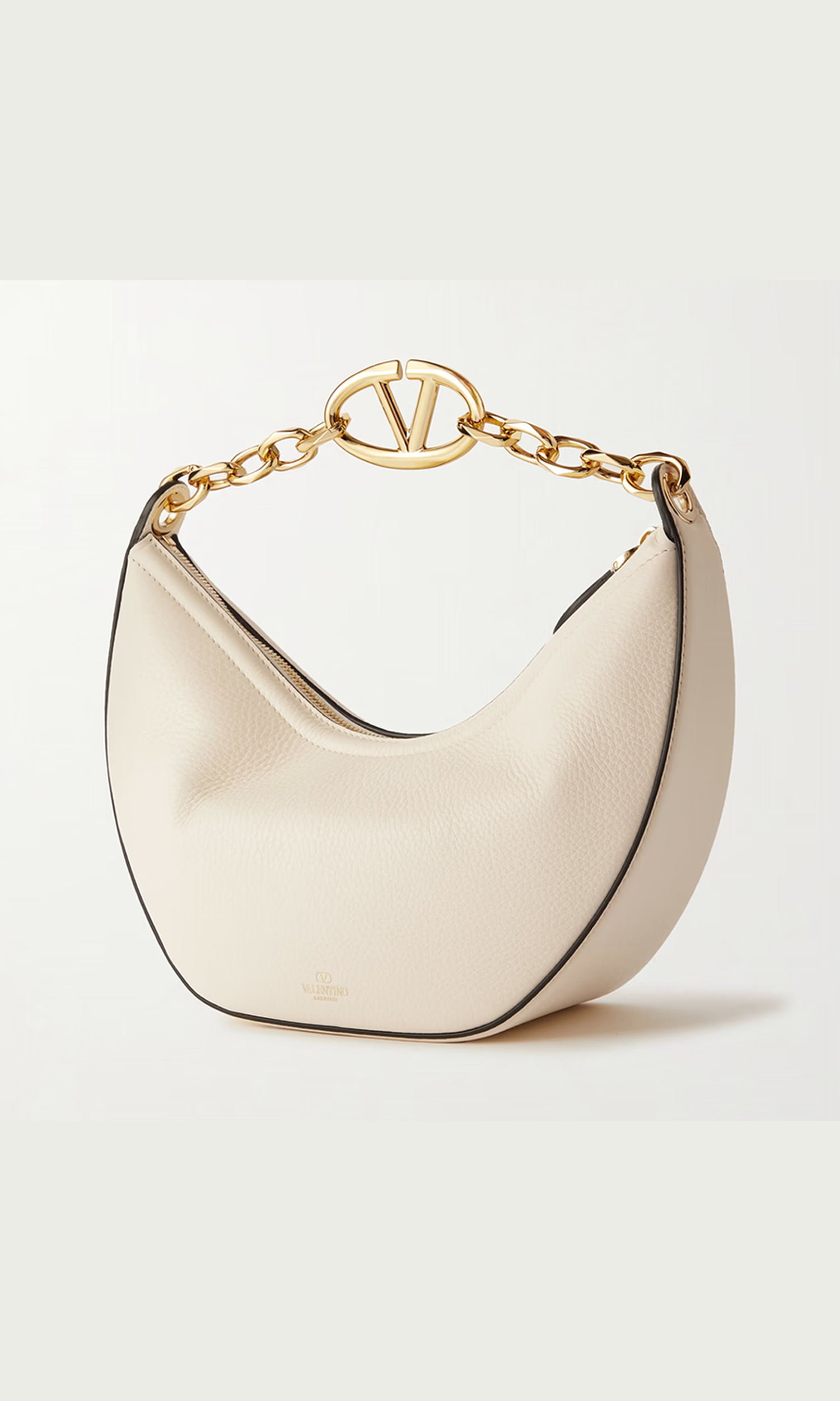 Valentino Garavani Leather Small Hobo Vlogo Shoulder Ivory Bag Glam Steals