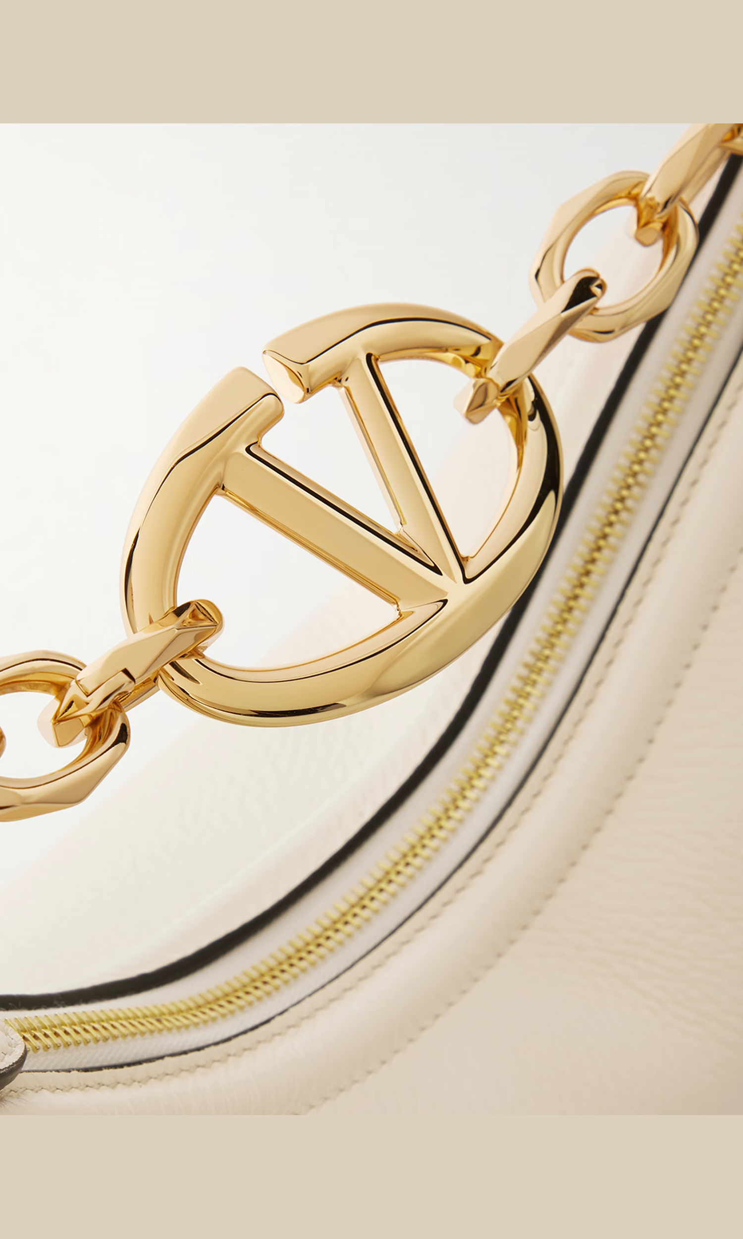 Valentino Garavani Leather Small Hobo Vlogo Shoulder Ivory Bag Glam Steals