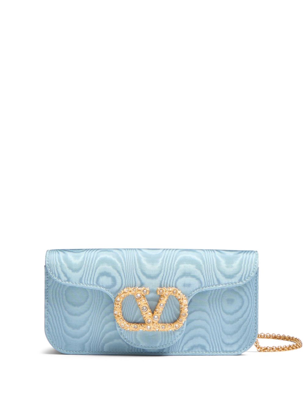 Valentino Garavani Locò Moiré Fabric Clutch with Jewel Logo Glam Steals