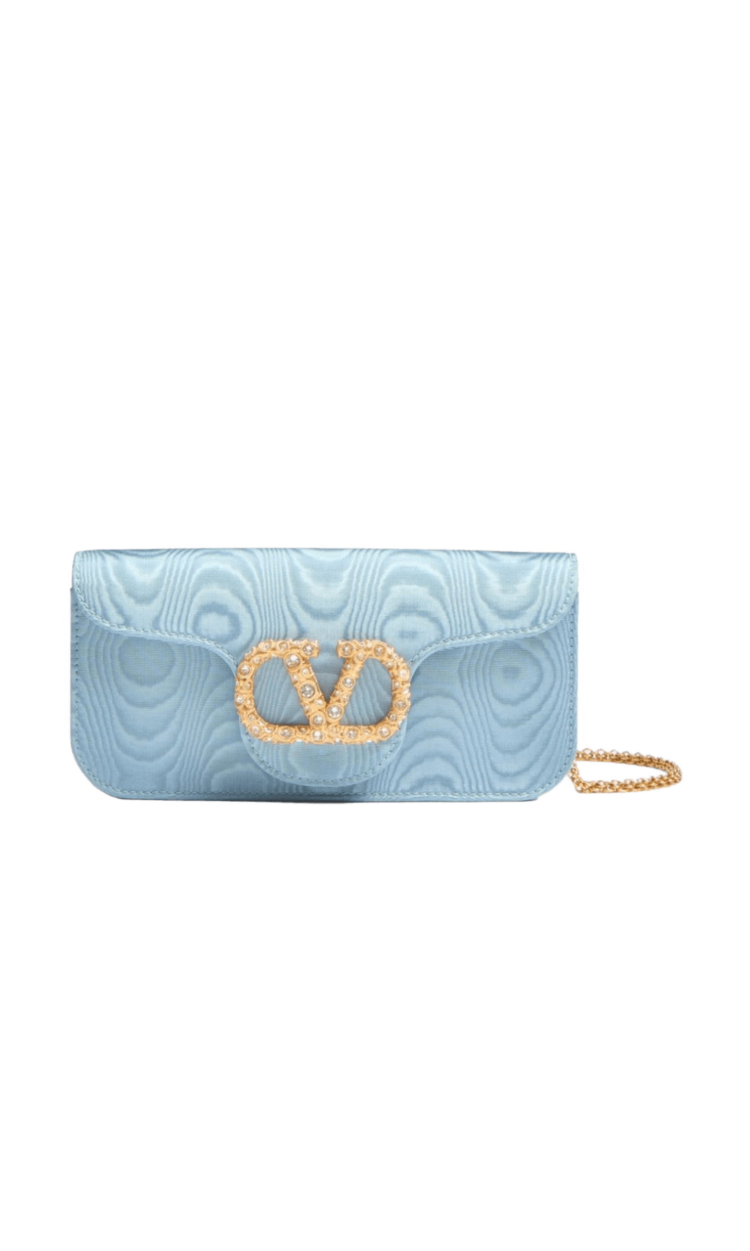 Valentino Garavani Locò Moiré Fabric Clutch with Jewel Logo Glam Steals