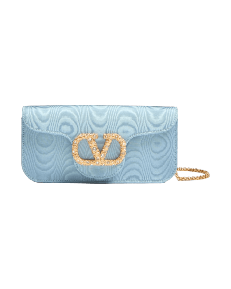 Valentino Garavani Locò Moiré Fabric Clutch With Jewel Logo Glam Steals